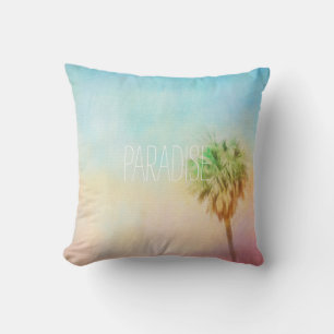 paradise tropical palm trees quote custom throw pillow