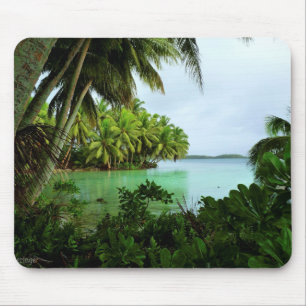 Paradise Turquoise Waters and Palm Trees Mouse Pad