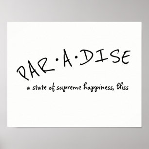 paradise typography poster bold black and white