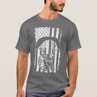 Paraglide Skydive America Flag Patriotic Paramotor T-Shirt