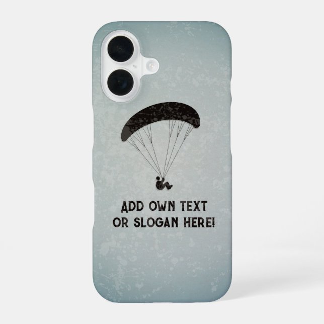 Paraglider Floating under Canopy own slogan / text iPhone 16 Case (Back)