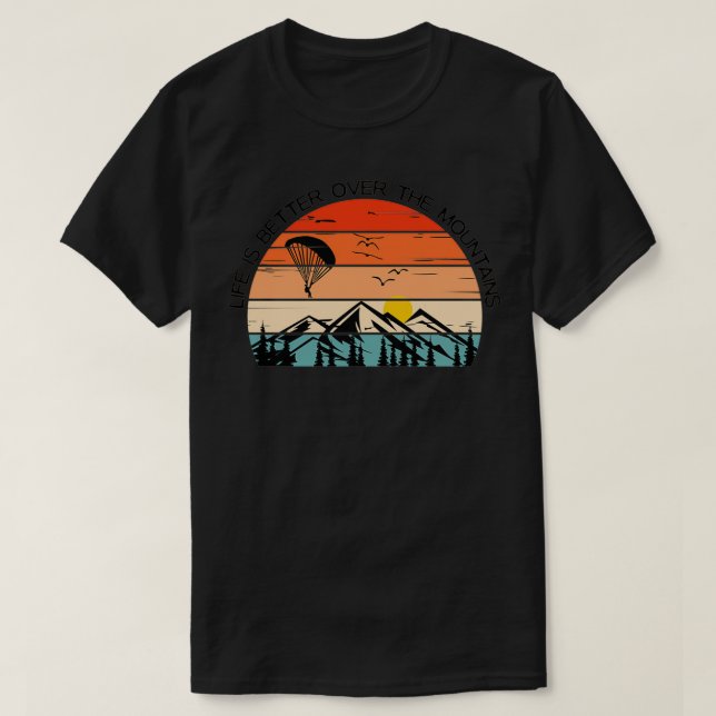 Paraglider Mountain Sunset Vintage Gift 5 T-Shirt (Design Front)