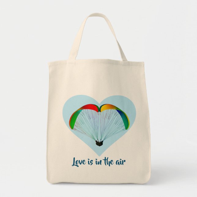 Paragliders Love Heart with Your Custom Text Tote Bag (Front)