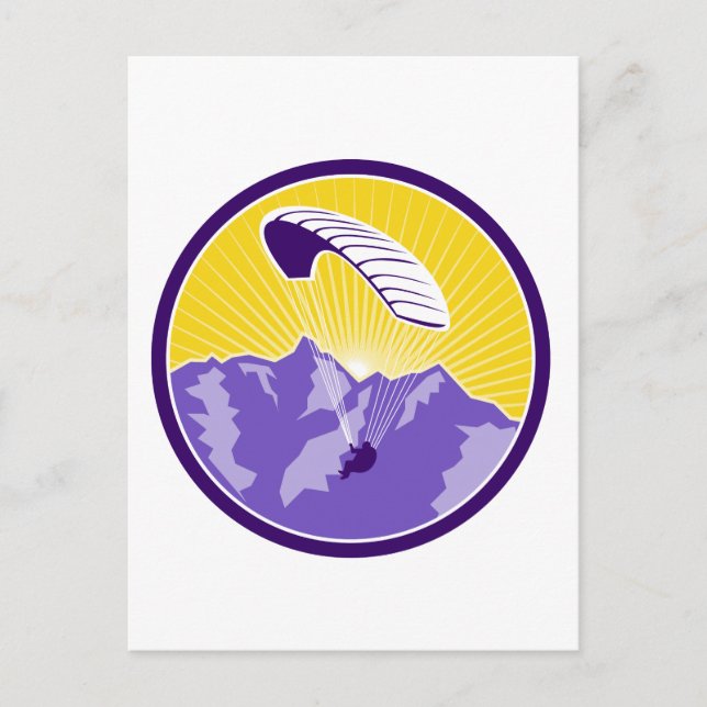 Paragliding Alps Mountains Circle Retro Postcard (Front)