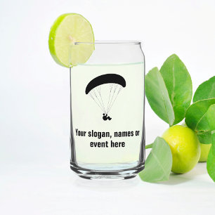 Paragliding Motif fully customizable text on Can Glass