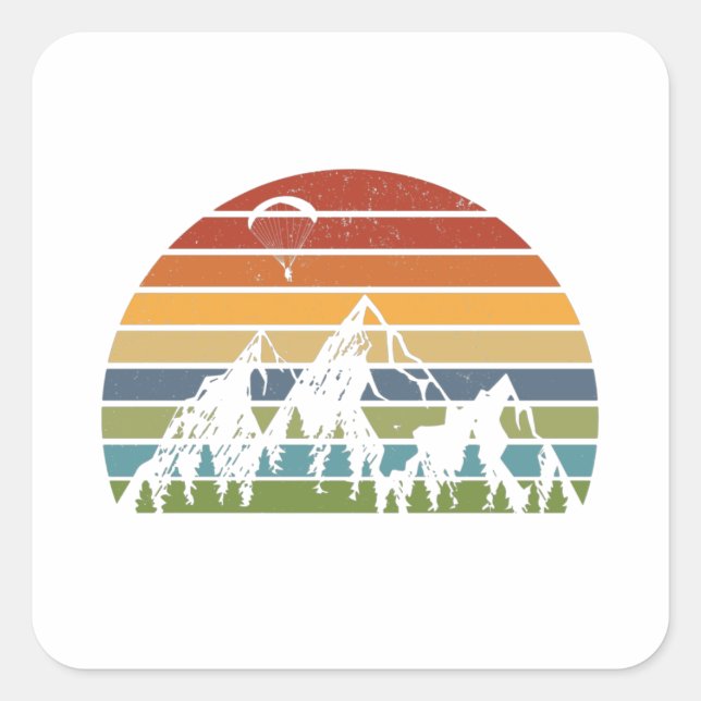 Paragliding Mountains | Air Sports Paraglider Gift Square Sticker (Front)