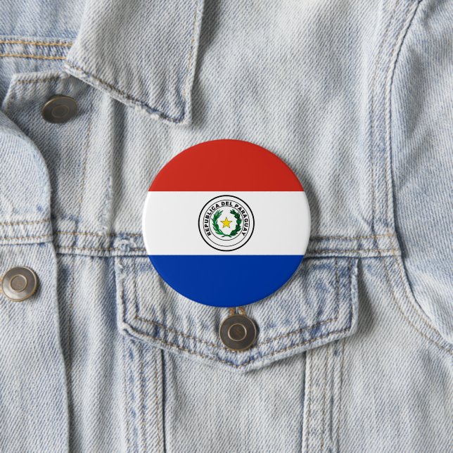 Paraguay flag 3 inch round button (In Situ)