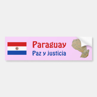 Paraguay Flag and Map Bumper Sticker