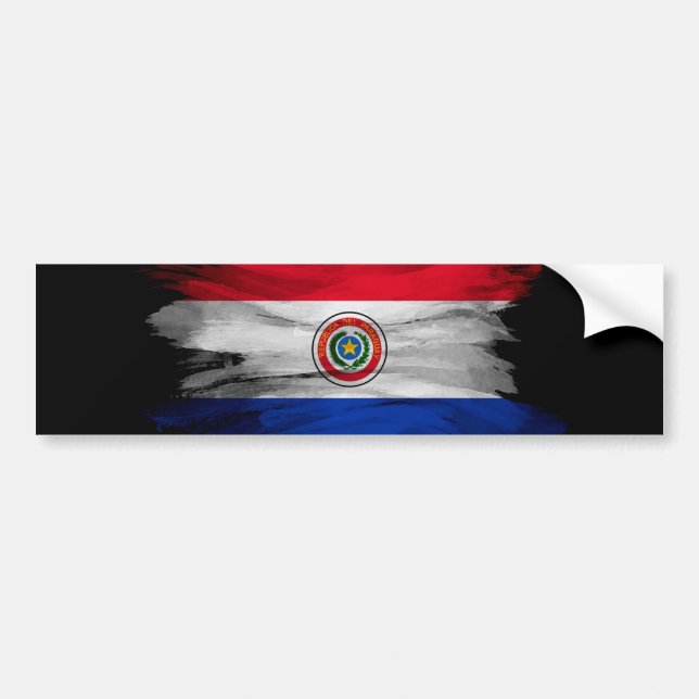 Paraguay flag brush stroke, national flag bumper sticker (Front)