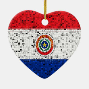 Paraguay Flag glitter ornament