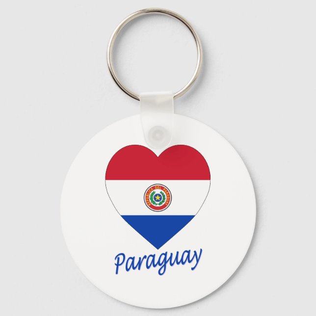 Paraguay Flag Heart Keychain (Front)