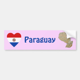 Paraguay Flag Heart + Map Bumper Sticker