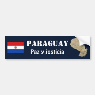 Paraguay Flag + Map Bumper Sticker