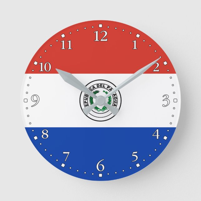 Paraguay Flag Round Clock (Front)