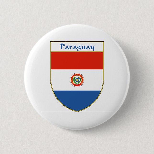 Paraguay Flag Shield 2 Inch Round Button (Front)