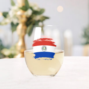 Paraguay flag stemless wine glass