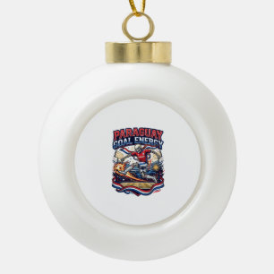 Paraguay Goal Energy Skeleton Striker Nations Bold Ceramic Ball Christmas Ornament