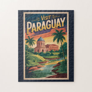 Paraguay Landscape Illustration Travel Art Vintage Jigsaw Puzzle