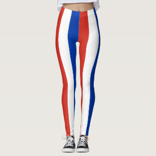 Paraguay National Flag Colours Vertical Striped Leggings