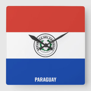 Paraguay National Flag Patriotic  Square Wall Clock
