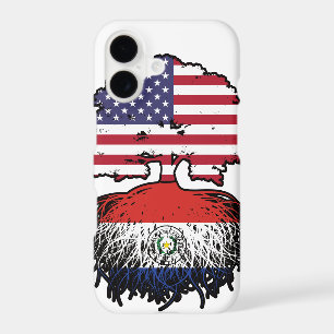Paraguay Paraguayan American USA Tree Roots Flag