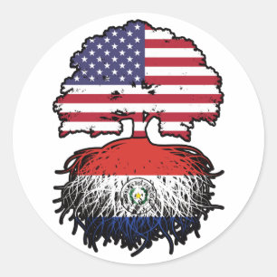 Paraguay Paraguayan American USA Tree Roots Flag Classic Round Sticker