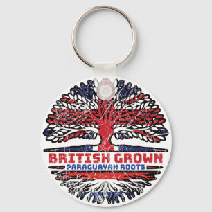 Paraguay Paraguayan British UK Tree Roots Flag Keychain