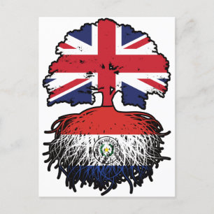 Paraguay Paraguayan British UK Tree Roots Flag Postcard