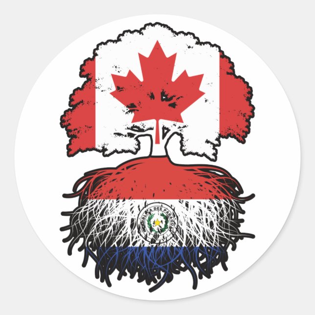 Paraguay Paraguayan Canadian Canada Tree Roots Classic Round Sticker (Front)