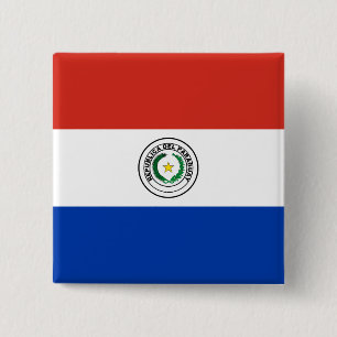 Paraguay (Paraguayan) Flag 2 Inch Square Button