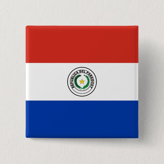 Paraguay (Paraguayan)  Flag 2 Inch Square Button (Front)