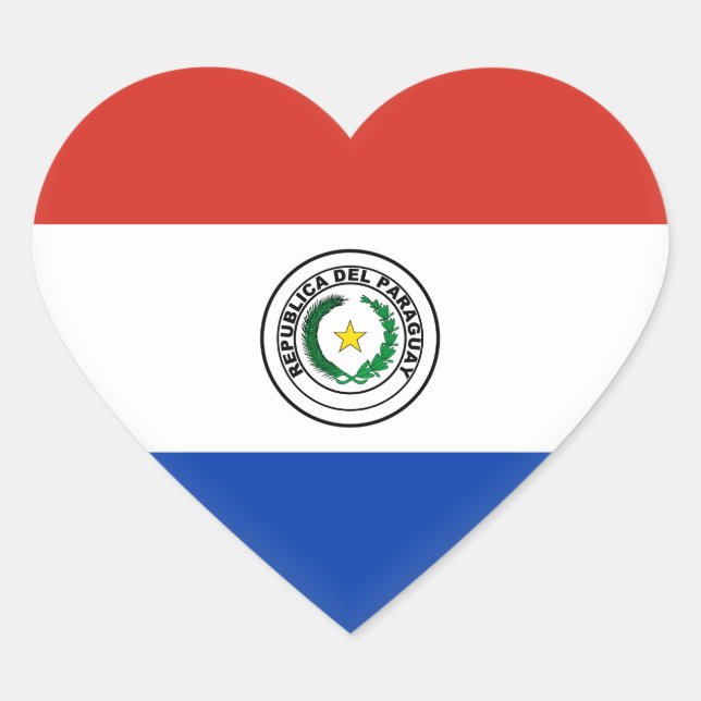 Paraguay (Paraguayan)  Flag Heart Sticker (Front)