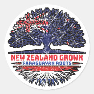 Paraguay Paraguayan New Zealander New Zealand Tree Classic Round Sticker