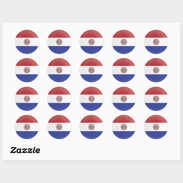 Paraguay  Round Icon Flag Classic Round Sticker (Sheet)