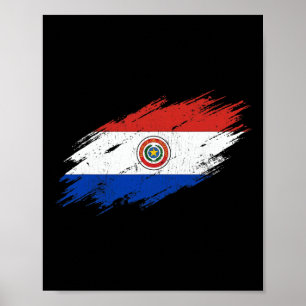 Paraguay Soccer Fan Tattered Flag National Pride  Poster