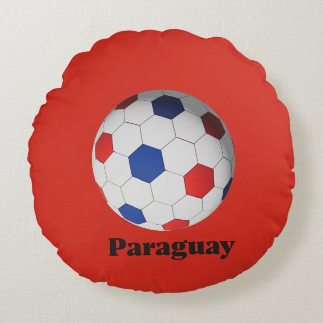 Paraguay Soccer Round Pillow (Front)