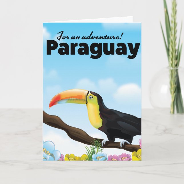 Paraguay Toucan travel poster Holiday Card (Front)