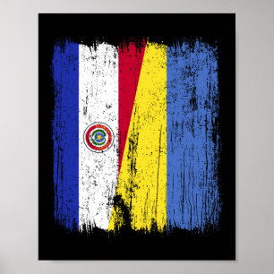 Paraguay Ukraine Half Flag Paraguayan Ukrainian He Poster