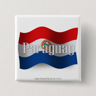 Paraguay Waving Flag 2 Inch Square Button