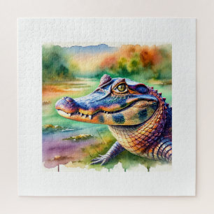 Paraguayan Caiman 070824AREF103 - Watercolor Jigsaw Puzzle