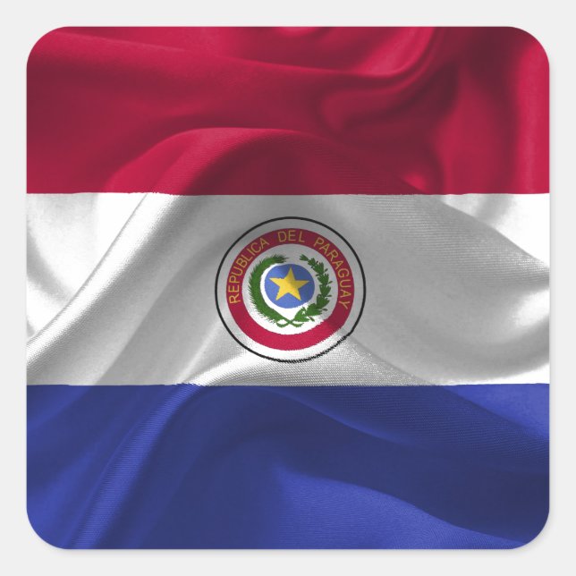 Paraguayan flag square sticker (Front)