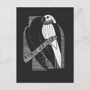 Parakeet Back Minimalist Animal Art Abstract Postcard