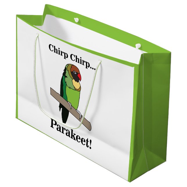 Parakeet Bird Lovers Large Gift Bag (Front Angled)