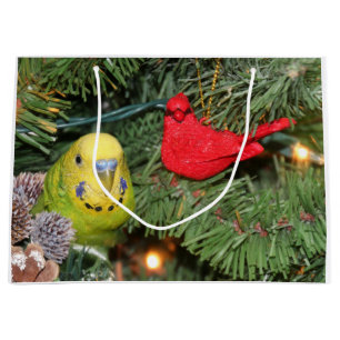 Parakeet Christmas Large Gift Bag