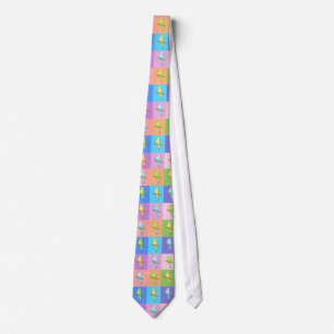Parakeet Rainbow Rectangles Tie