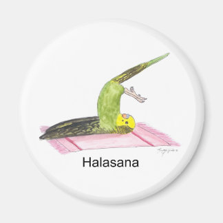 Parakeet Yoga, Plow Pose (with text) Magnet