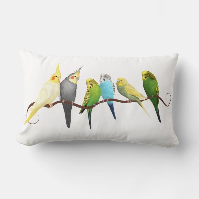 Parakeets and Cockatiels Lumbar Pillow (Front)