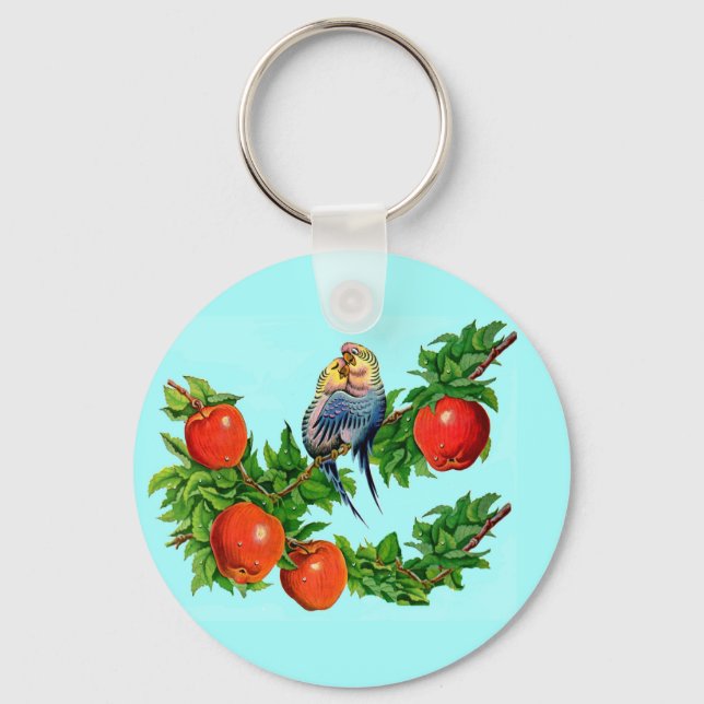 parakeets in love keychain (Front)
