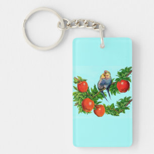 parakeets in love keychain