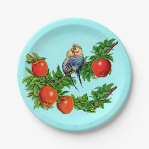 parakeets in love paper plate